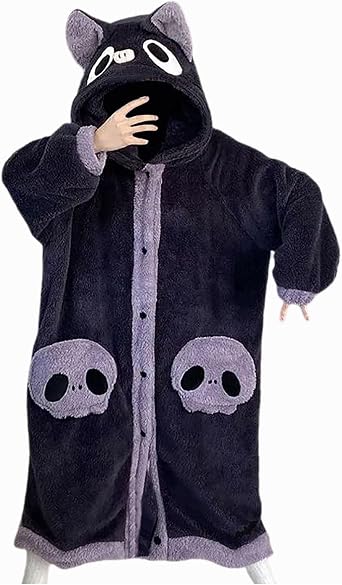 Ladies Dressing Gown Fluffy Fleece Super Soft Kawaii Hooded Bathrobe for Women Plush Flannet Perfect Loungewear Zipper Long Robe wirh Pockets Gifts for Women