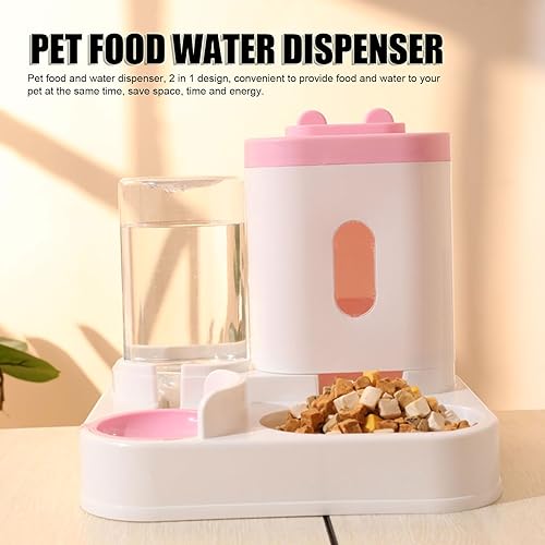 Miniatura 2 de Juego de comedero y dispensador de agua para mascotas, dispensador automático desmontable de agua de alimentos para gatos con ventana transparente