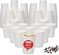 moumoulife 12 oz Disposable Paper Cups 300 Pack - Leakproof White Bulk Coffee Cups for Hot Cold Drinks, Parties, Offices | Recyclable