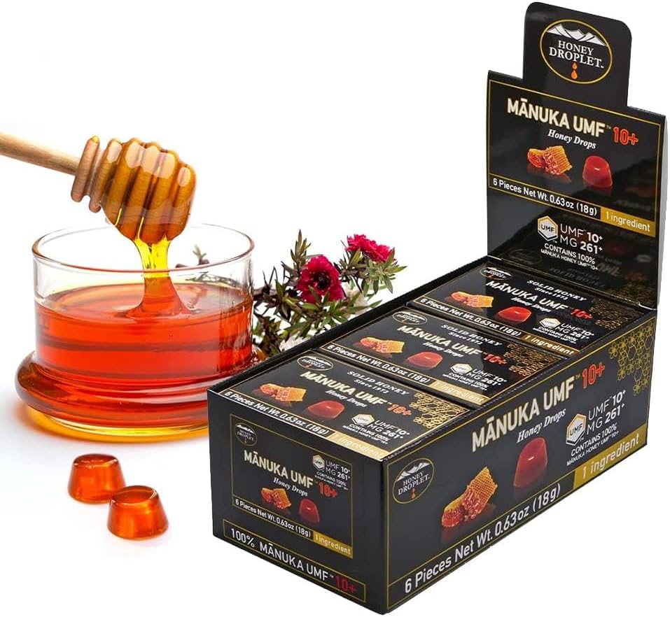 [Honey Droplet] UMF™10+ (MG 261+) 100% Manuka Honey Drops, Truly Natural From New Zealand, 1 Premium ingredient, 12 Packs (Original Flavor)