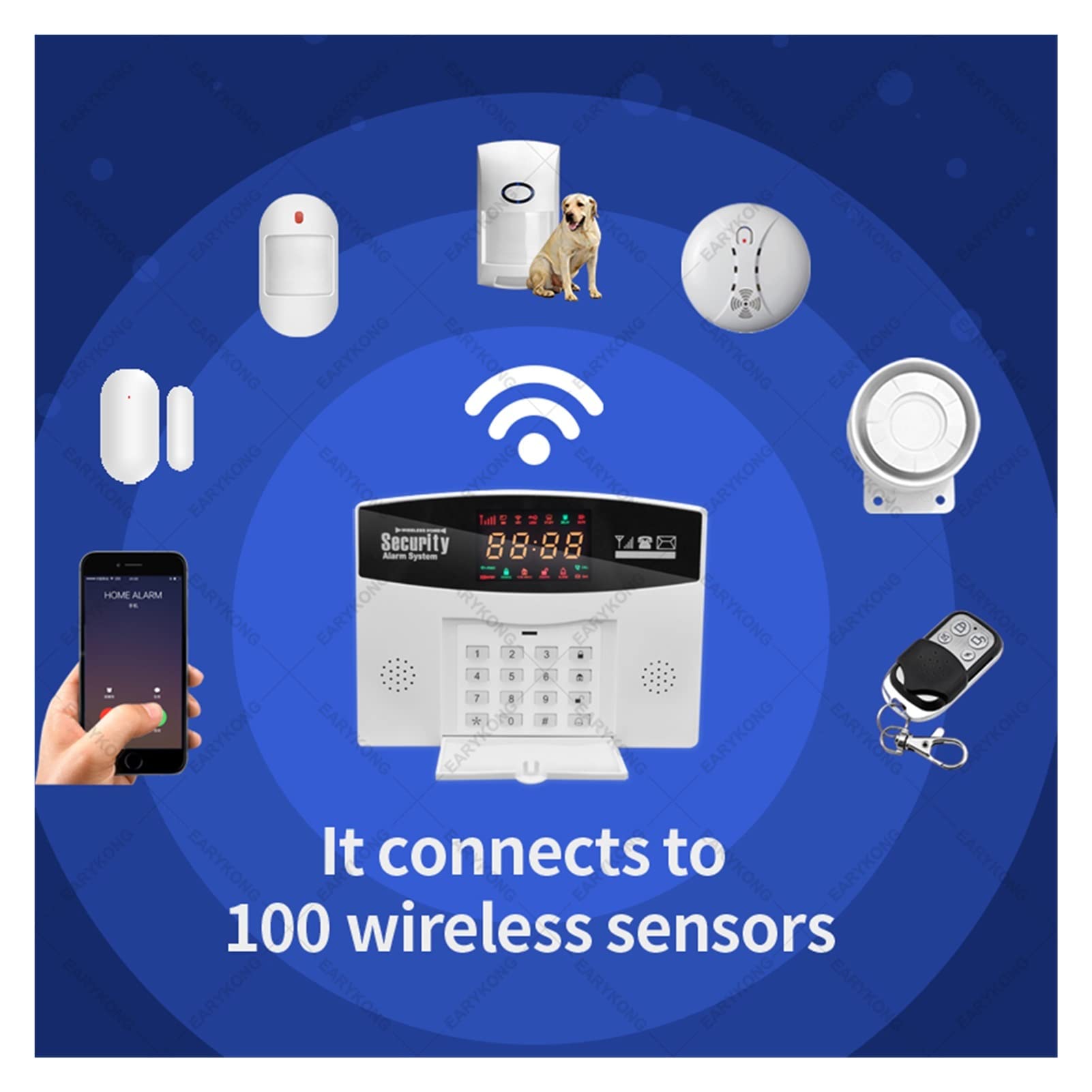 Sistema di allarme di sicurezza, Tuya intelligente cablato e; Wireless 433MHz WiFi. GSM. Casa di allarme sicurezza antifurto Smart Home(A 600MAH)