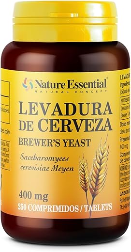 Nature Essential | Levadura de Cerveza 400 mg | 250 Comprimidos | Proteínas y Vitamina B | Cuidado de Uñas, Piel y Cabello