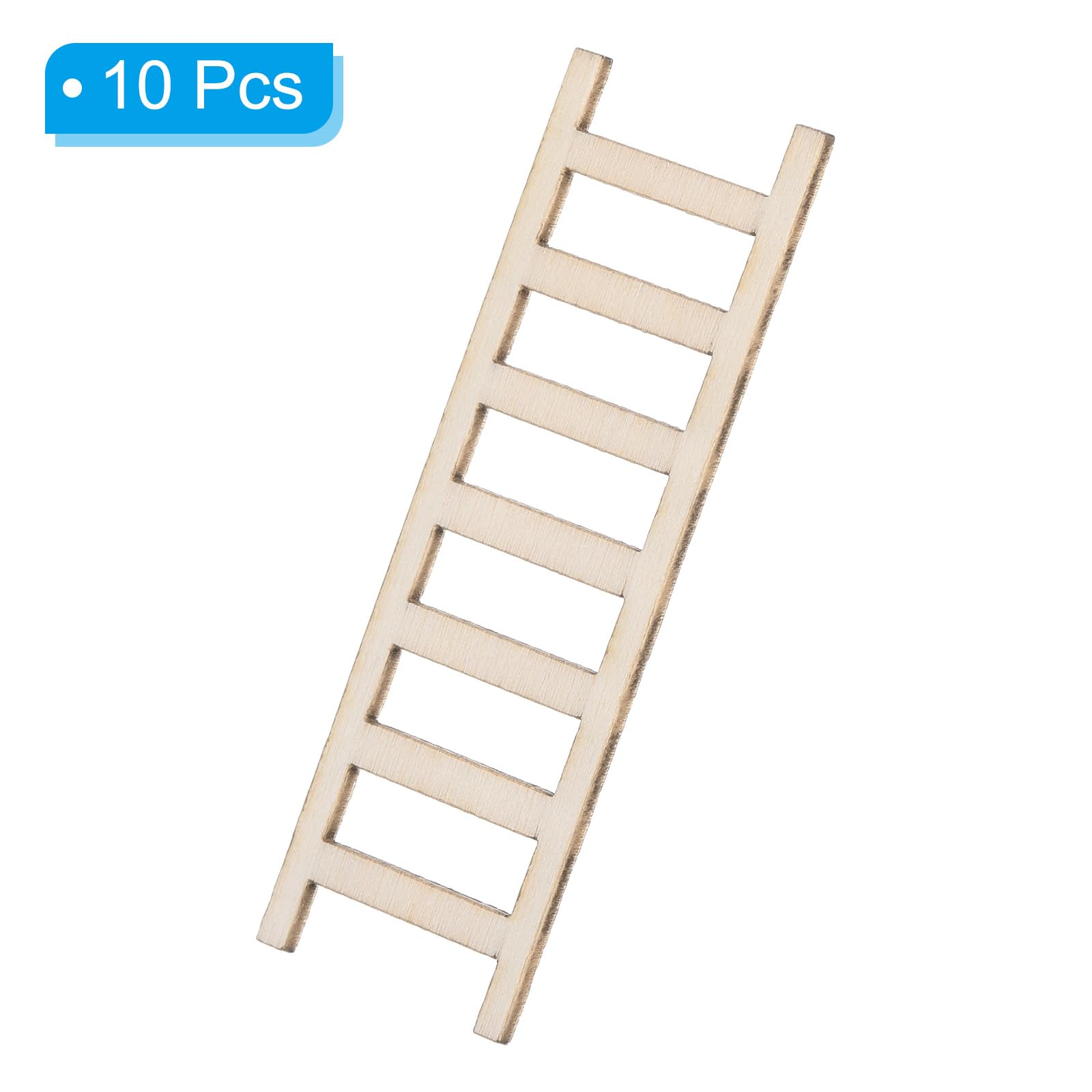 PATIKIL 2.4" Miniature Legno Scale 10 Pacco Mini Legno Casa Bambola Dritte Scale Fai da Te Artigianato Accessori Colore Naturale