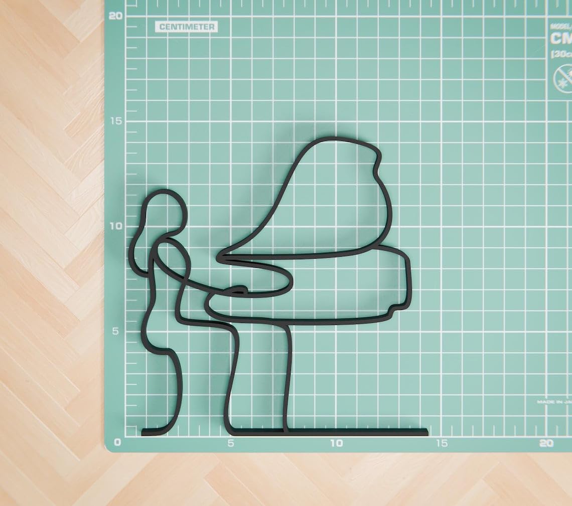 Black Female Pianist Plastic Line Art Figure Modern Minimalist Musician Sculpture Artistic Home Decor Gift for Piano Lovers Living Room Office Desk Display Unique Music Theme Artwork India 2