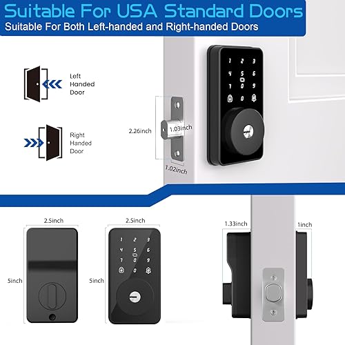 Miniatura 7 de Cerradura inteligente 4 en 1 para puerta de entrada sin llave, teclado de 6 dígitos, control Bluetooth y aplicación, bloqueo automático, fácil