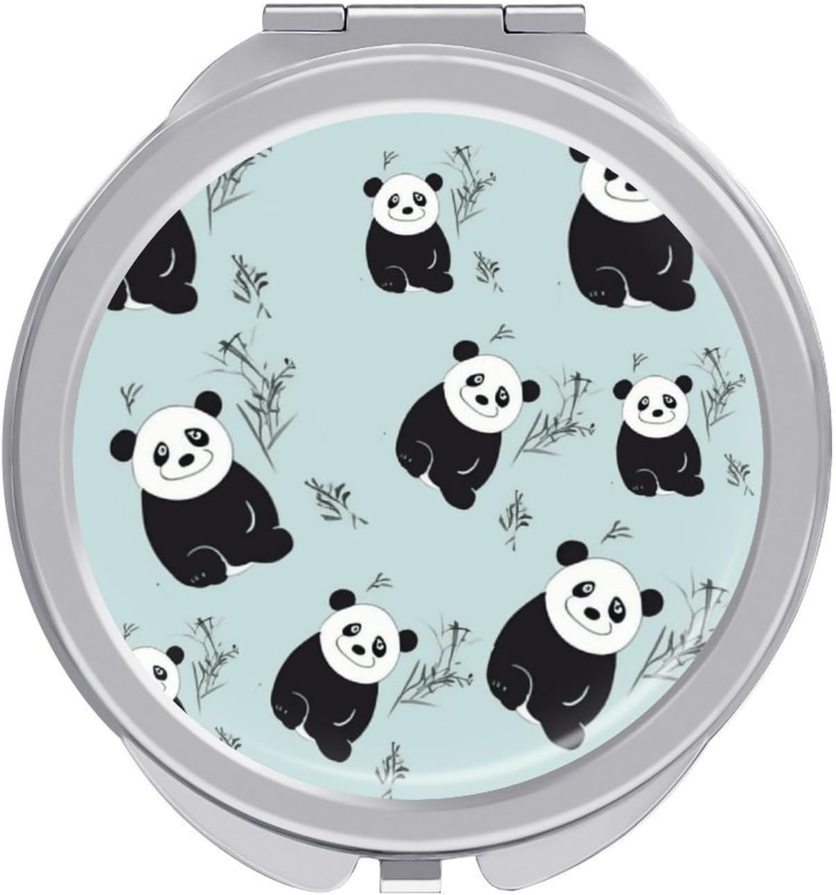 Cartoon Panda Bear Portable Makeup Mirror, Sided Travel Hand Mirror Mini Folding Mirror for Precise Makeup Women Daily Use