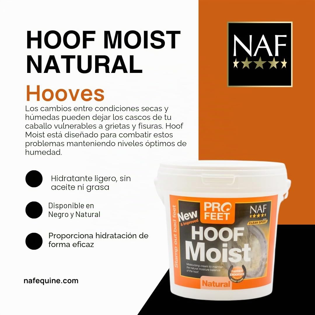 NAF Profeet Hoof Moist Natural 900 g – Apósito hidratante para pezuñas para Caballos – Mantiene la Humedad y flexibilidad de la pezuña – con aceites Naturales para el Cuidado Diario de Las pezuñas | Hidrata las pezuñas para ayudar a prevenir grietas y gri