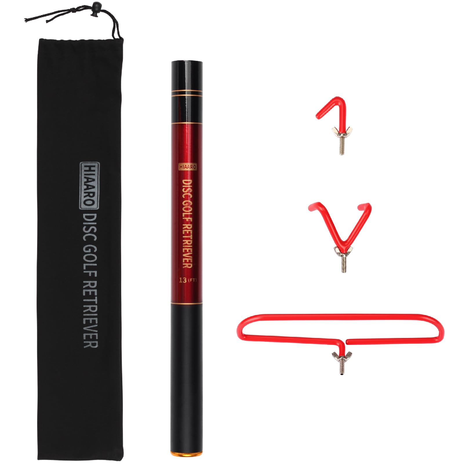 HIAARO Upgraded Disc Golf Retriever Pole, Telescoping Disc Golf Grabber Tool with 3 Hooks and Carry Bag, 13 FT, Practical Disc Golf Accessories