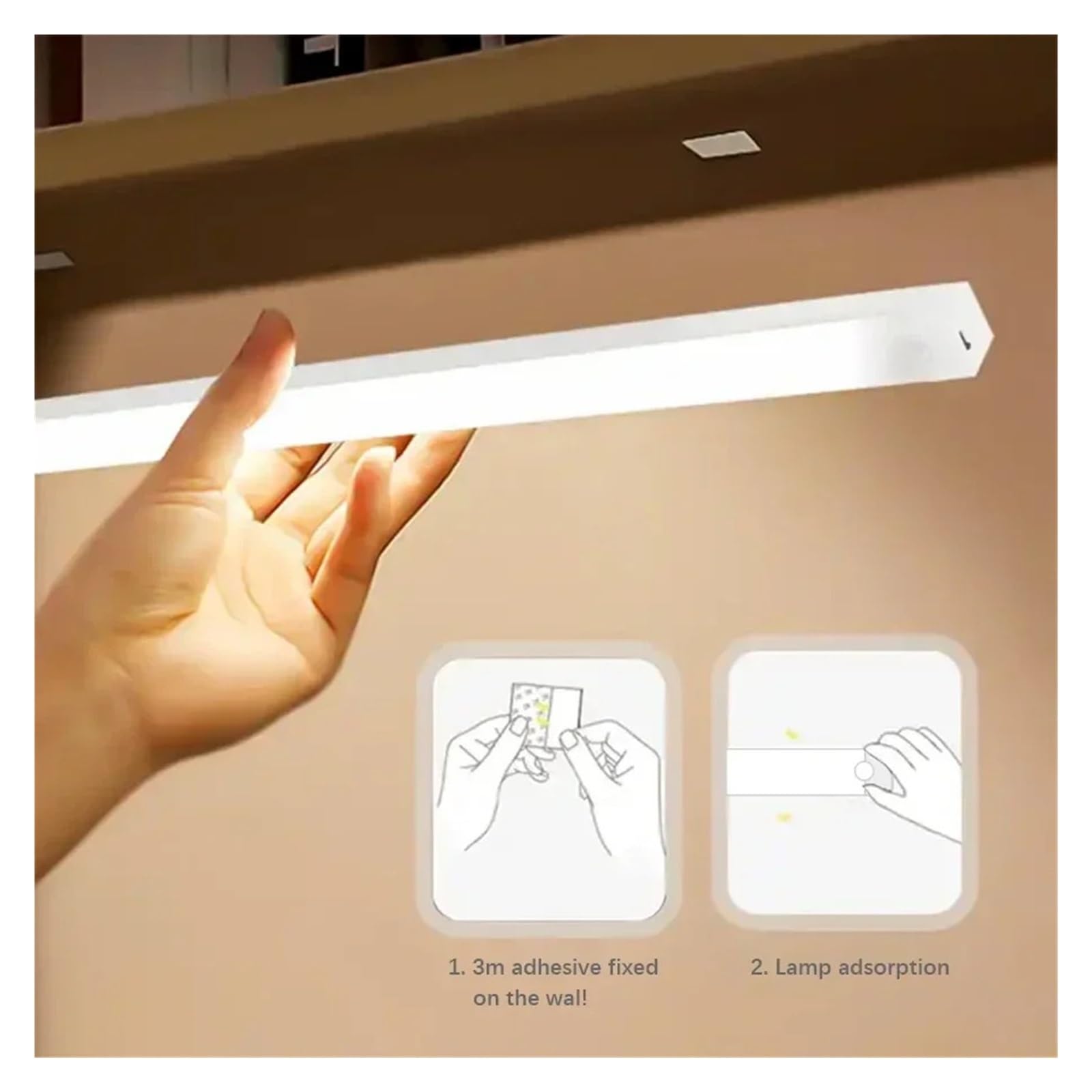 Luz Nocturna LED Inalámbrica Con Sensor De Movimiento, Lámpara Noche For Armario, Cocina, Dormitorio, Detector , Fondo For Escalera Y Satisfacer Necesidades Iluminación Sin Esfuerzo(Warm White,20cm)