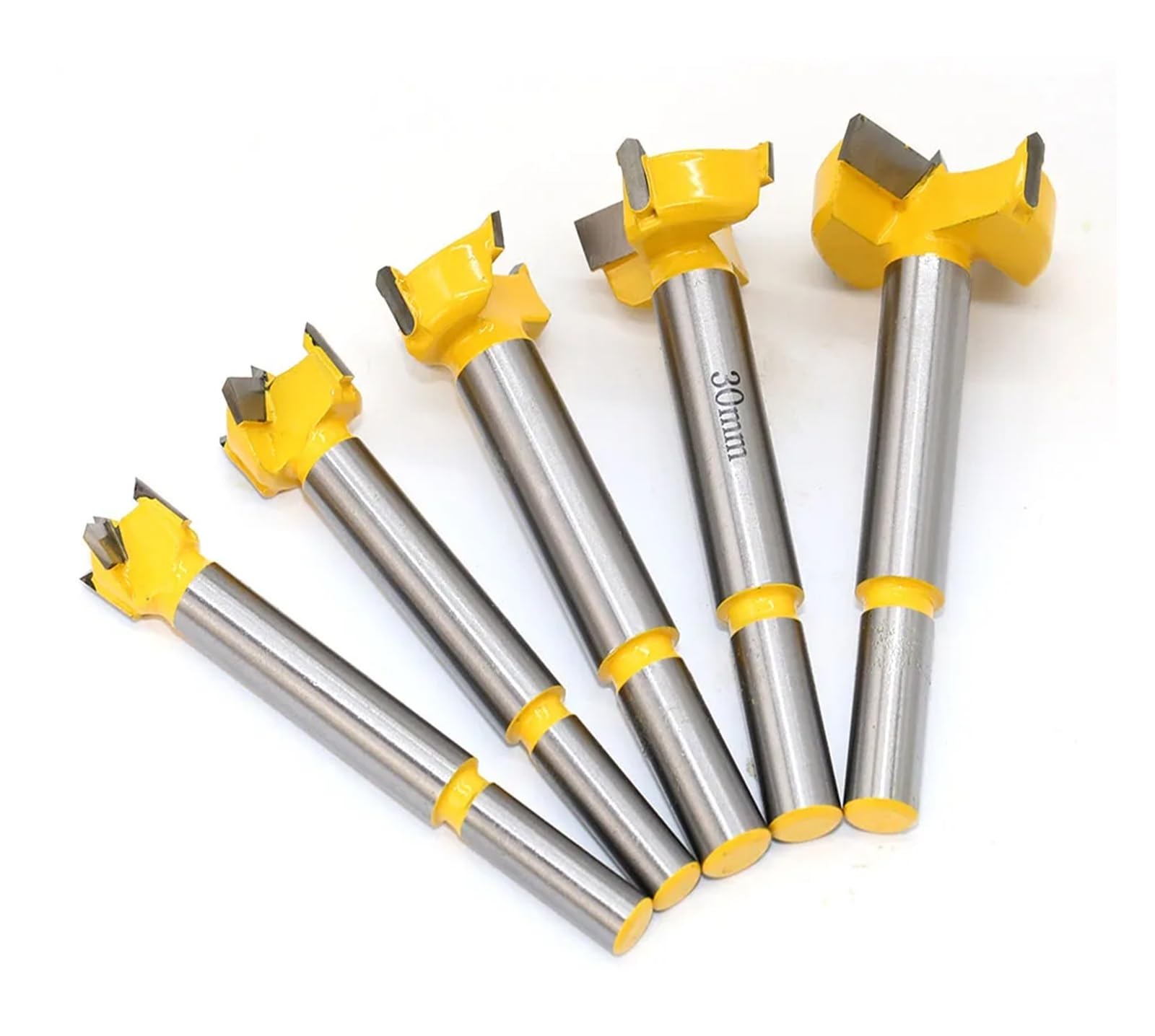 Set di 5 punte for trapano for cerniere, for carpenteria, legno, finestre, fori, trivella, foratura in legno, diametro 15, 20, 25, 30, 35 mm