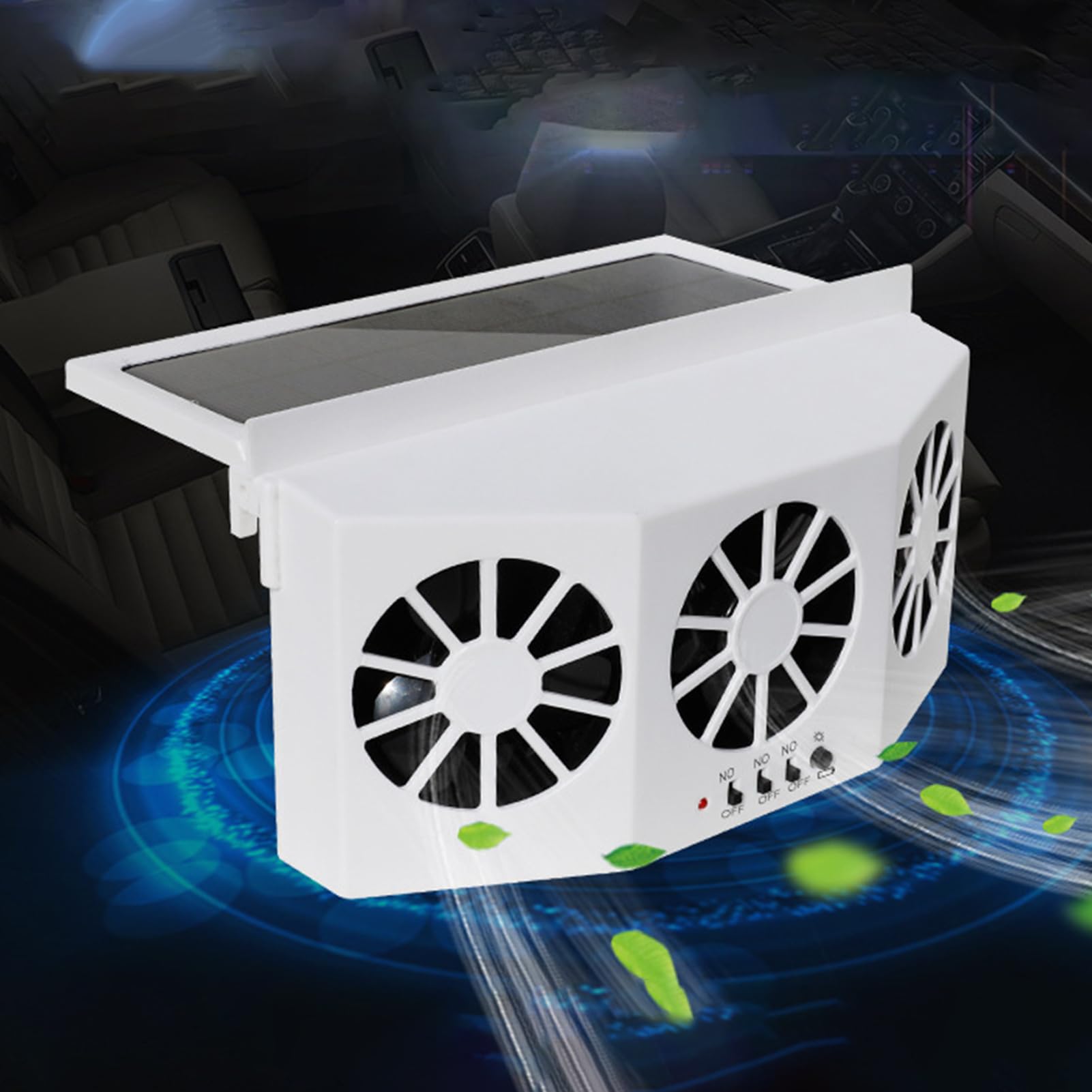Ventilatore Di Scarico Solare Per Auto - 22x6,5x11 Cm 1600 MAh, Ventola Di Scarico Per Finestra Con 3 Uscite, Dispositivo Di Raffreddamento Silenzioso Per Veicolo | Circolazione Automatica 'aria P