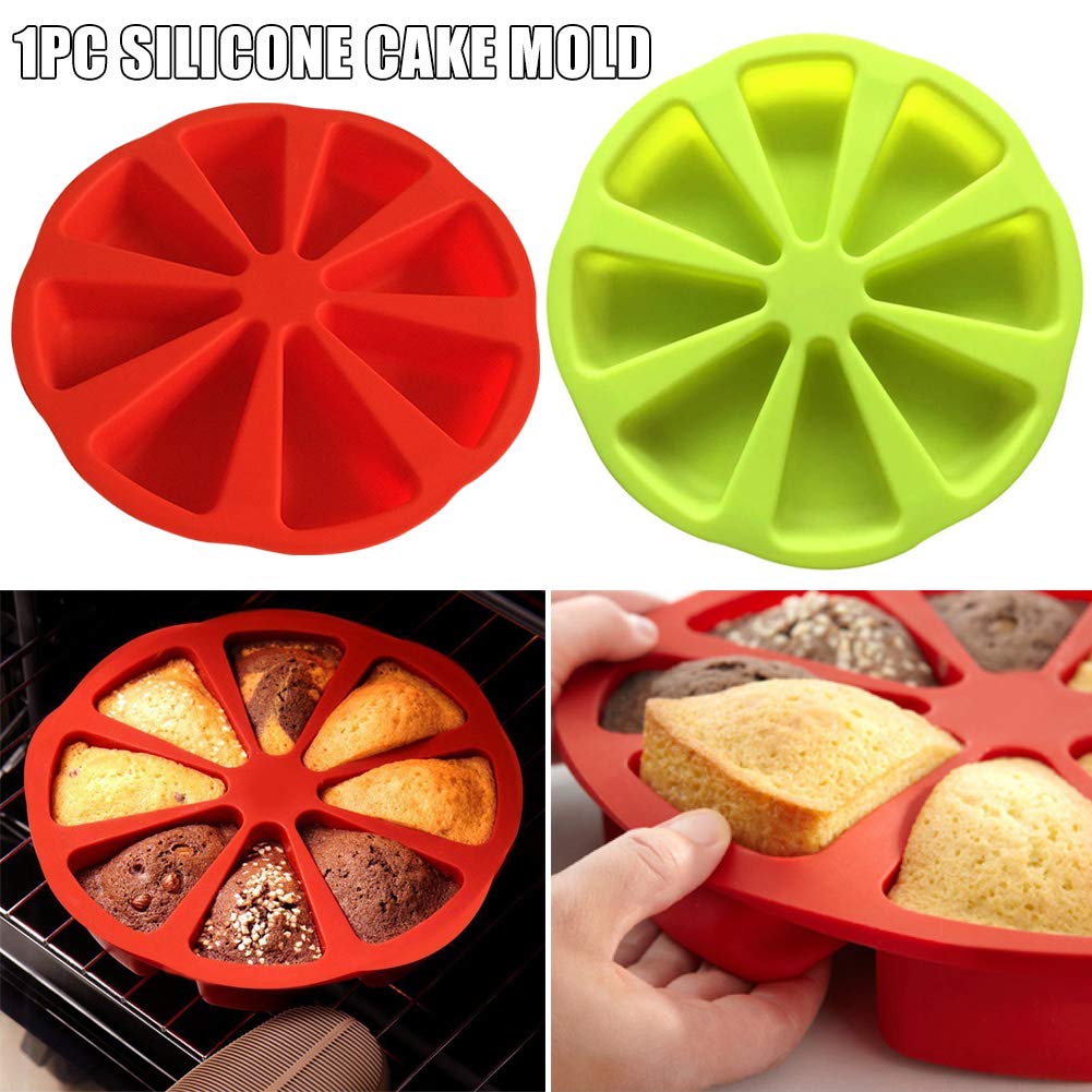 jtxqy 8 Grid Silicone Wedges Cake Mould Individual Portion Pizza Slices Kitchen Tool