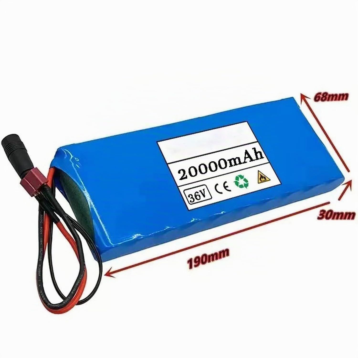 Batteria per Bici Elettrica Pedelec da 36 V 20 Ah, Batteria BMS Integrata, Pacco Batteria per Bici Elettrica, Batteria agli Ioni di Litio Ricaricabile con Caricabatteria XT30+JST