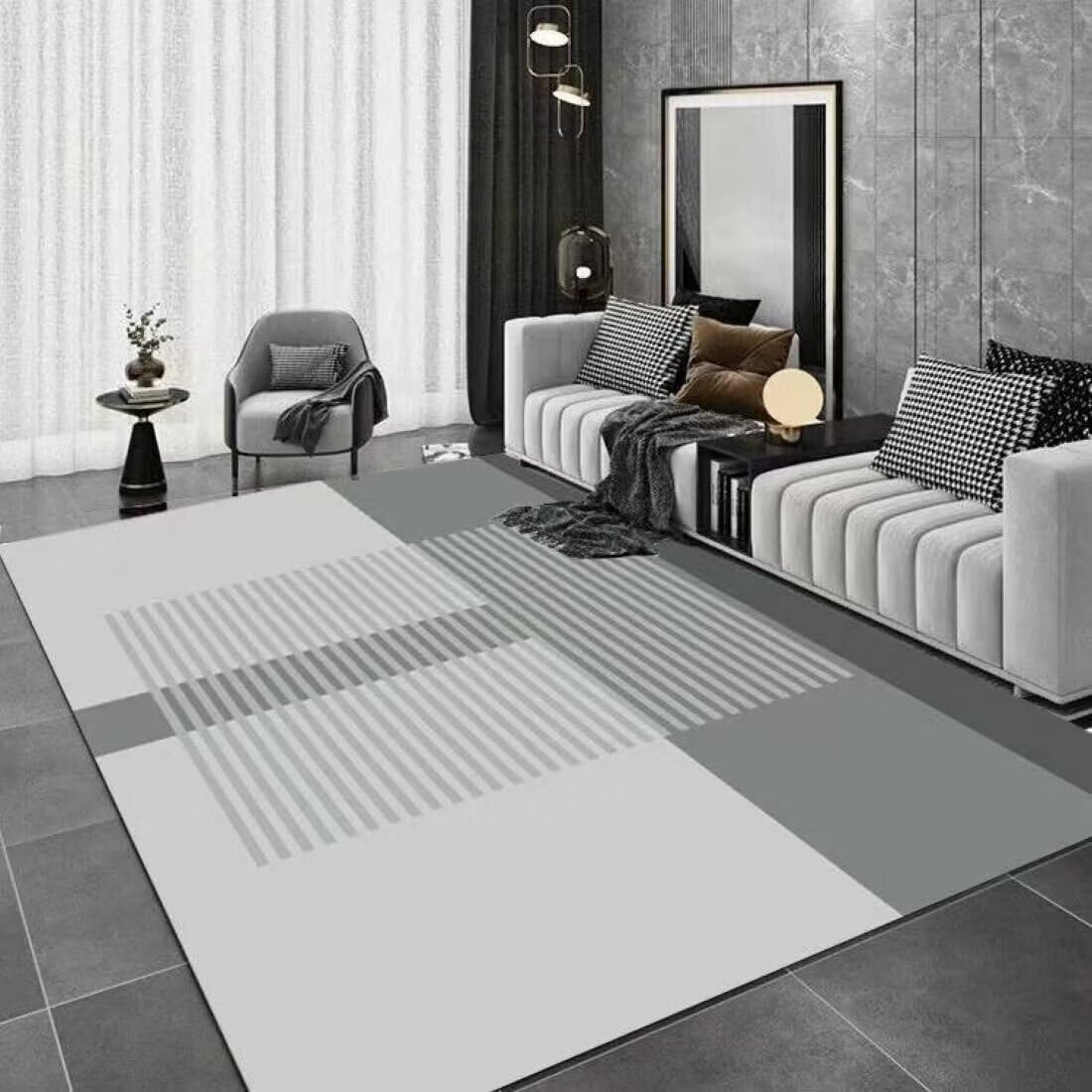 Tapis de chambre adulte grand format rectangulaire design géométrique 130X190