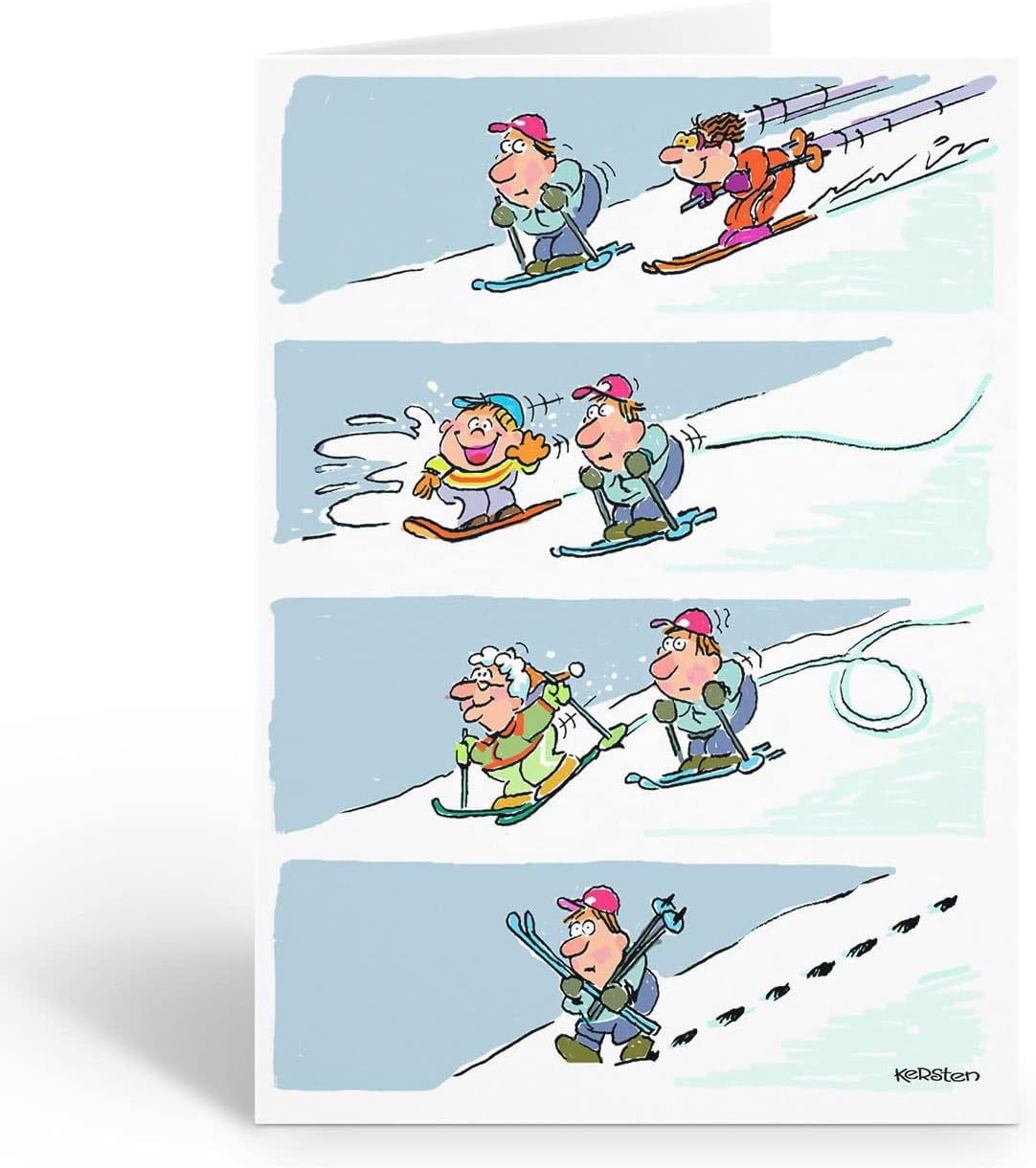Stonehouse Collection - Funny Snow Skiing Note Card Pack - Downhill Slow Poke - Ski Cards - USA Made
