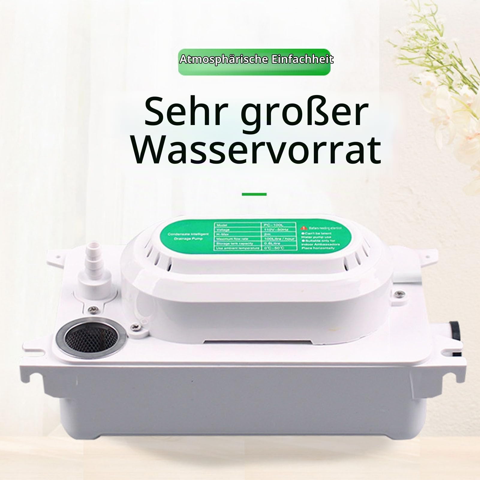 Kondensatpumpe für Luftentfeuchter, 100–230 V, Automatische Kondensatpumpe für HVAC, Mini-Split-AC-Kondensatpumpe, Hebeentfernung, Abfluss, 100 L/h Durchfluss mit 500 Ml Tank für