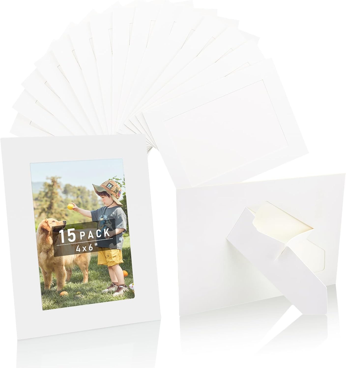 15 Pack Paper Picture Frames 4x6,White Standing Cardboard