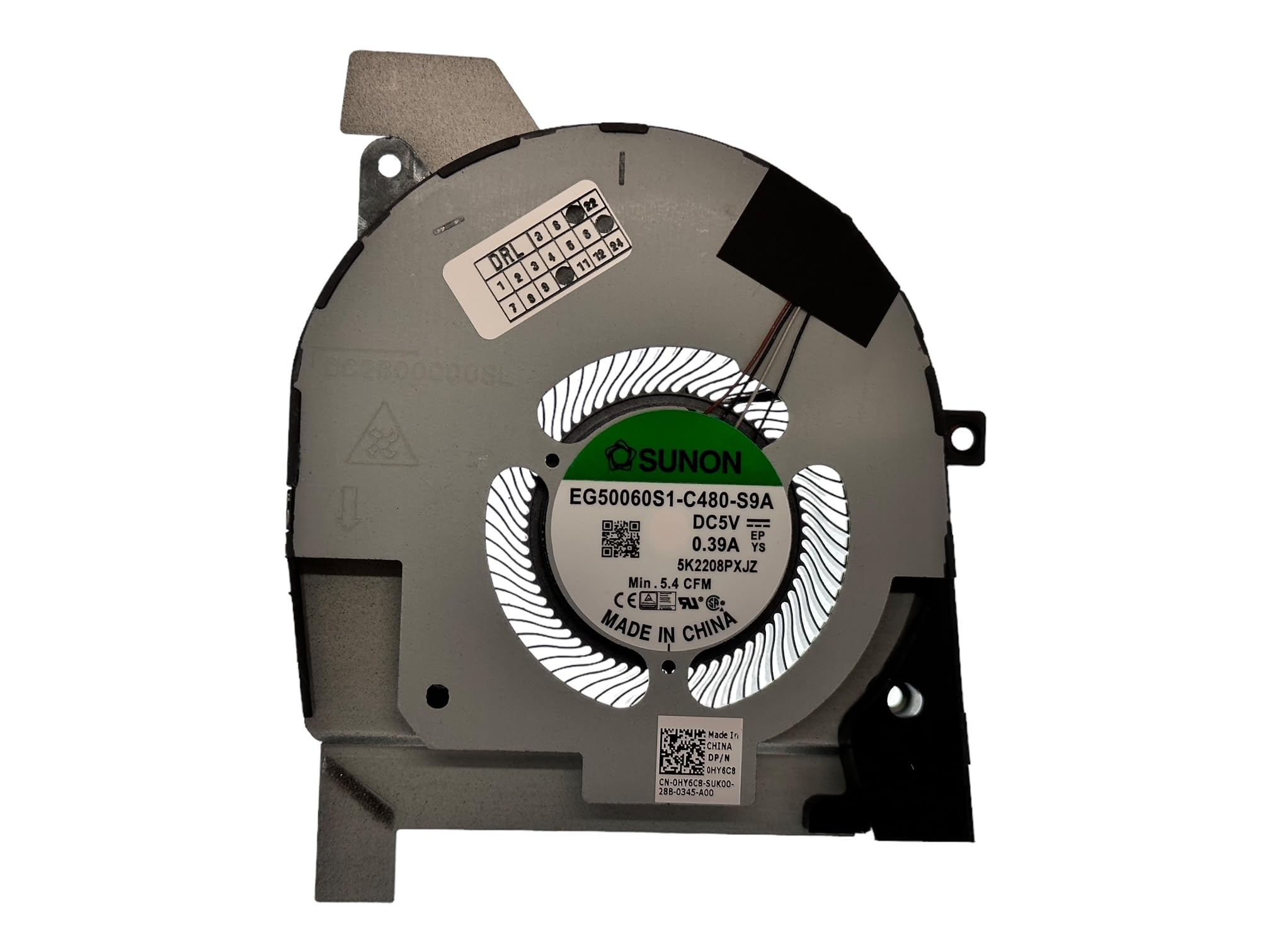 Ventilateur de processeur pour Dell Latitude 5501, 5511, Precision 3541, 3551, PN: 58FXF, CVMC1, 5K220AHFLC, EG50060S1-C470-S9A, AT2VX006FFL, EG50060S1-C480-S9A, DC28000Q1S1S L, DC280.