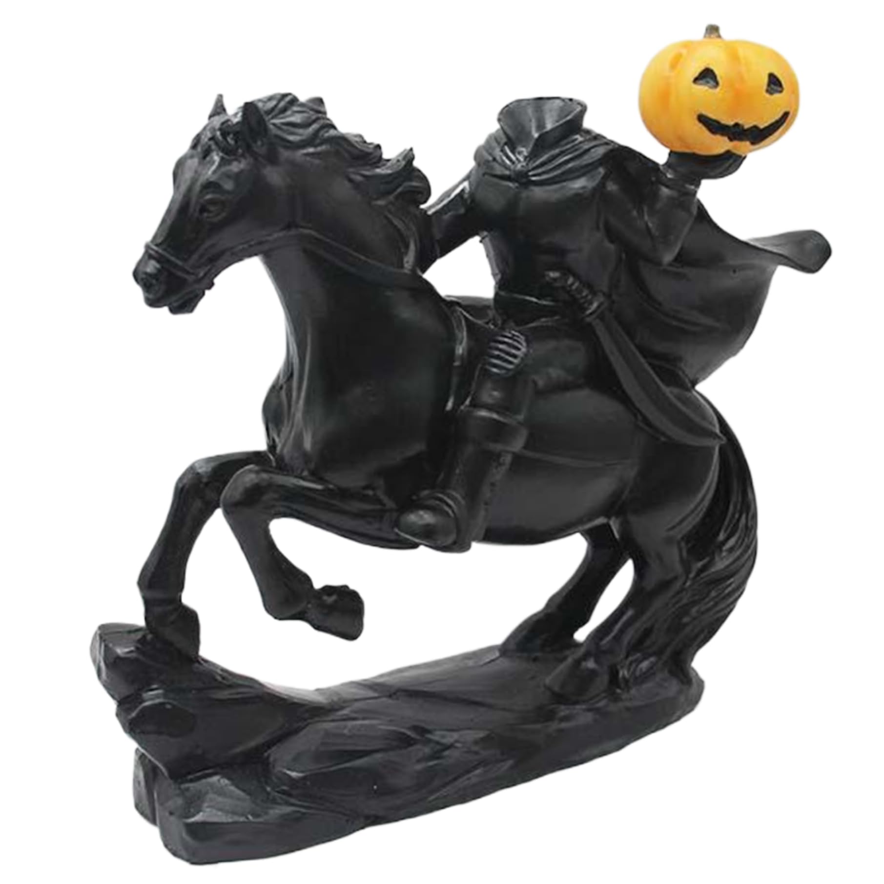 CAKEEYUM Headless Horseman Statue Halloween Horror Resin Headless Horseman Statue with Pumpkin Vintage Decor for Home Office Desktop Hallo