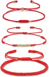 Bracelets for Women Kabbalah Red String Bracelet With Gold Bead 7 Knot Protection Bracelets Handmade Braided Jewelry Adjustable Amulet Good Luck Gift for Men