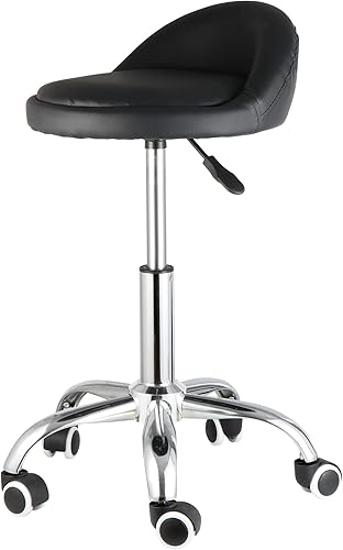 Miniatura 10 de HomGarden Taburete giratorio hidráulico ajustable para sala de masajes, oficina, spa facial, silla de tatuaje médico, taburete con cojín de respaldo