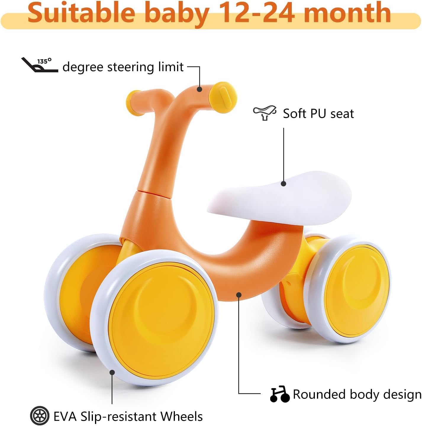 Baby Balance Bike/Scooter for 1-3 Year Old Boys Girls,12-36 Month Toddler Best First Birthday Gift Children Walker,Train Your Baby from Standing to Walking-Indoor Outdoor Balance Bike (Nut Brown) - Image 9 thumbnail