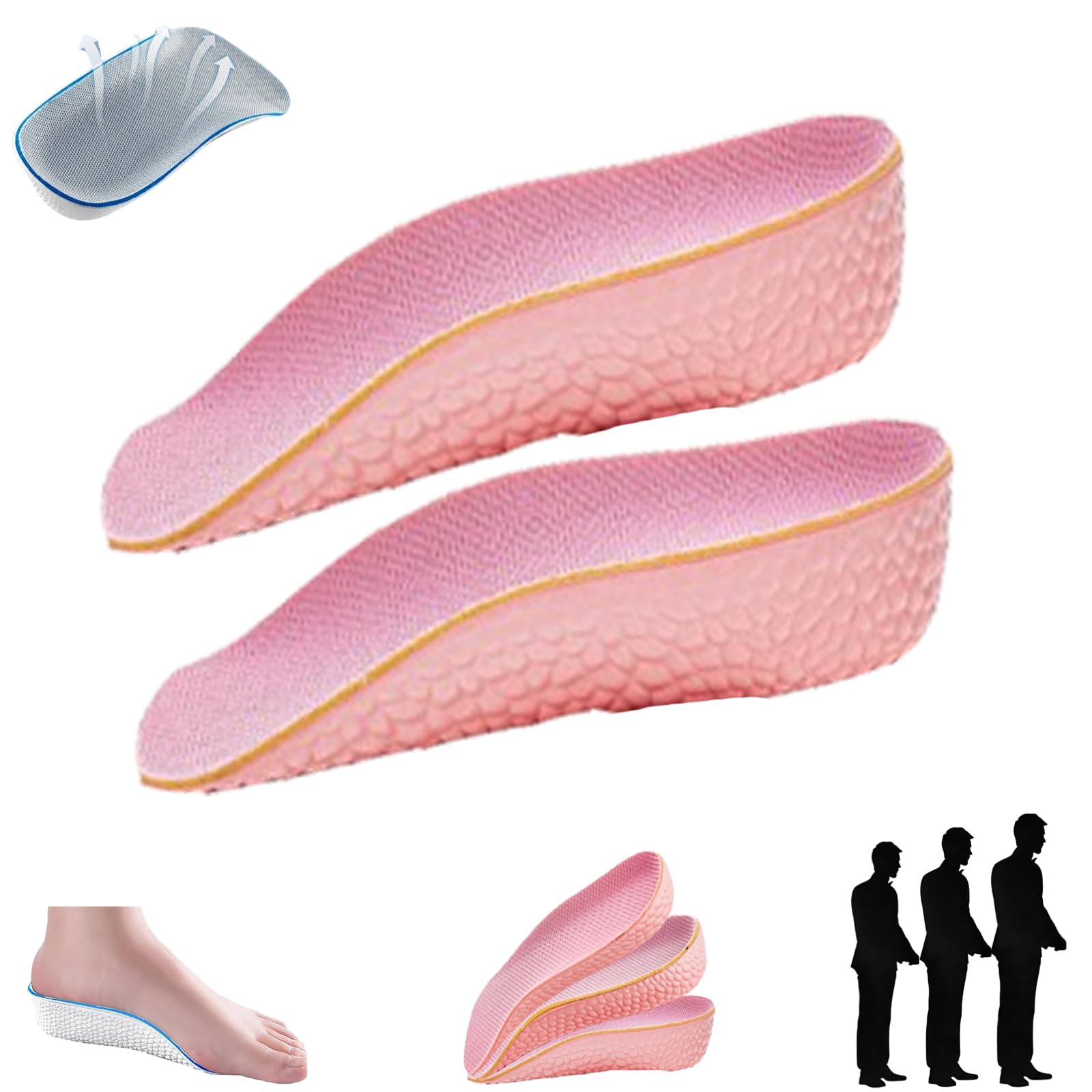 Lyoveu Pink Orthopaedic High Pads 1.0,Insoles Height Increase,The First Orthopedic Height Insoles,Arch Support Orthopedic Highpads,Orthopedic Insoles Height Increase For Arch Pain
