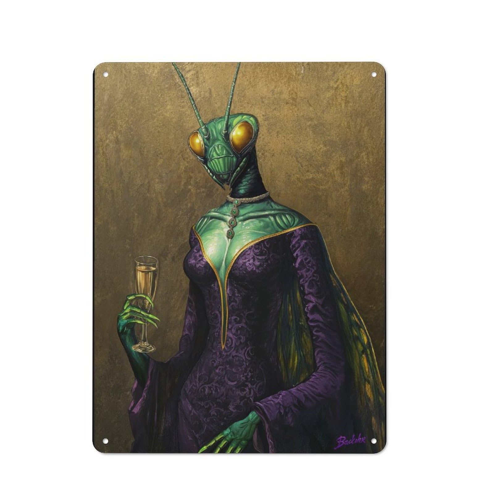 Junmoney Praying Mantis Lady Retro Metal Wall Sign 40X30cm For Bar Or Restaurant, For Vintage Wall Decor Fans, For Kitchen And Home Bar Decor