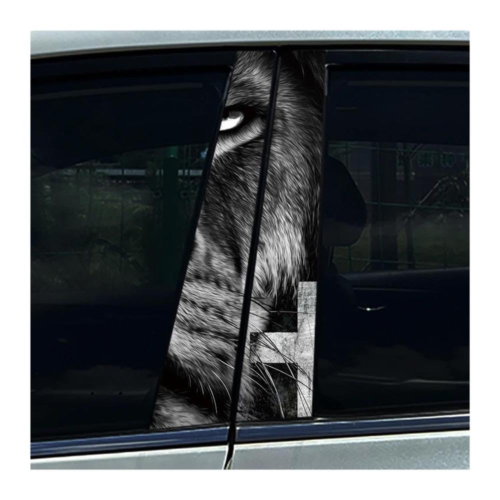 Body Parts 2PCS Christian Jesus Lion Cross Car Center Pillar Sticker B Pillar Protective Film Decoration(E)