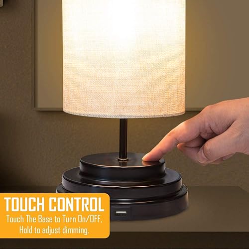 Miniatura 5 de AULTRA Lámpara LED táctil para mesa  Pantalla de lámpara de mesa con funciones de control táctil regulable y puerto de carga de teléfono utilizado