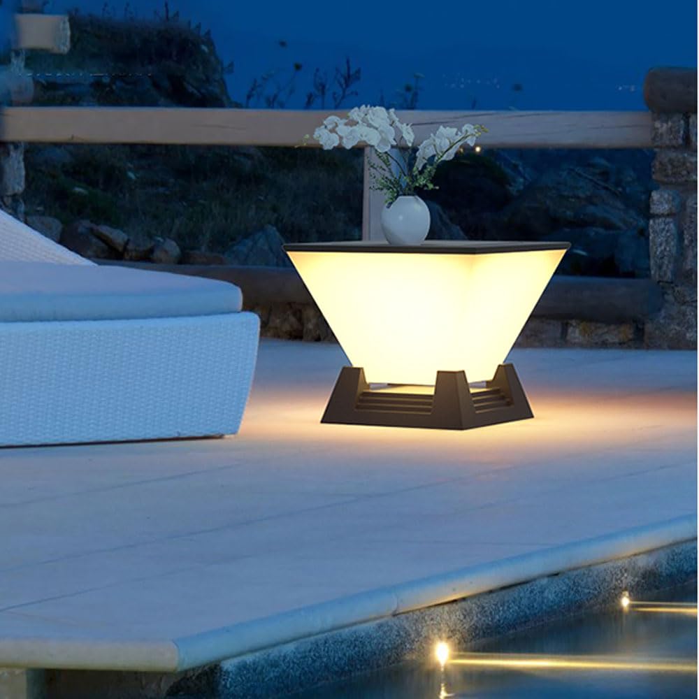 MOCHAMIK słupek świetlny na zewnątrz zewnętrzna wodoodporna kolumnowa na patio, pulpit balkon wspólnota oświetlenie wejściowe drzwi PC Cube lampka nocna na filarze LED Garden