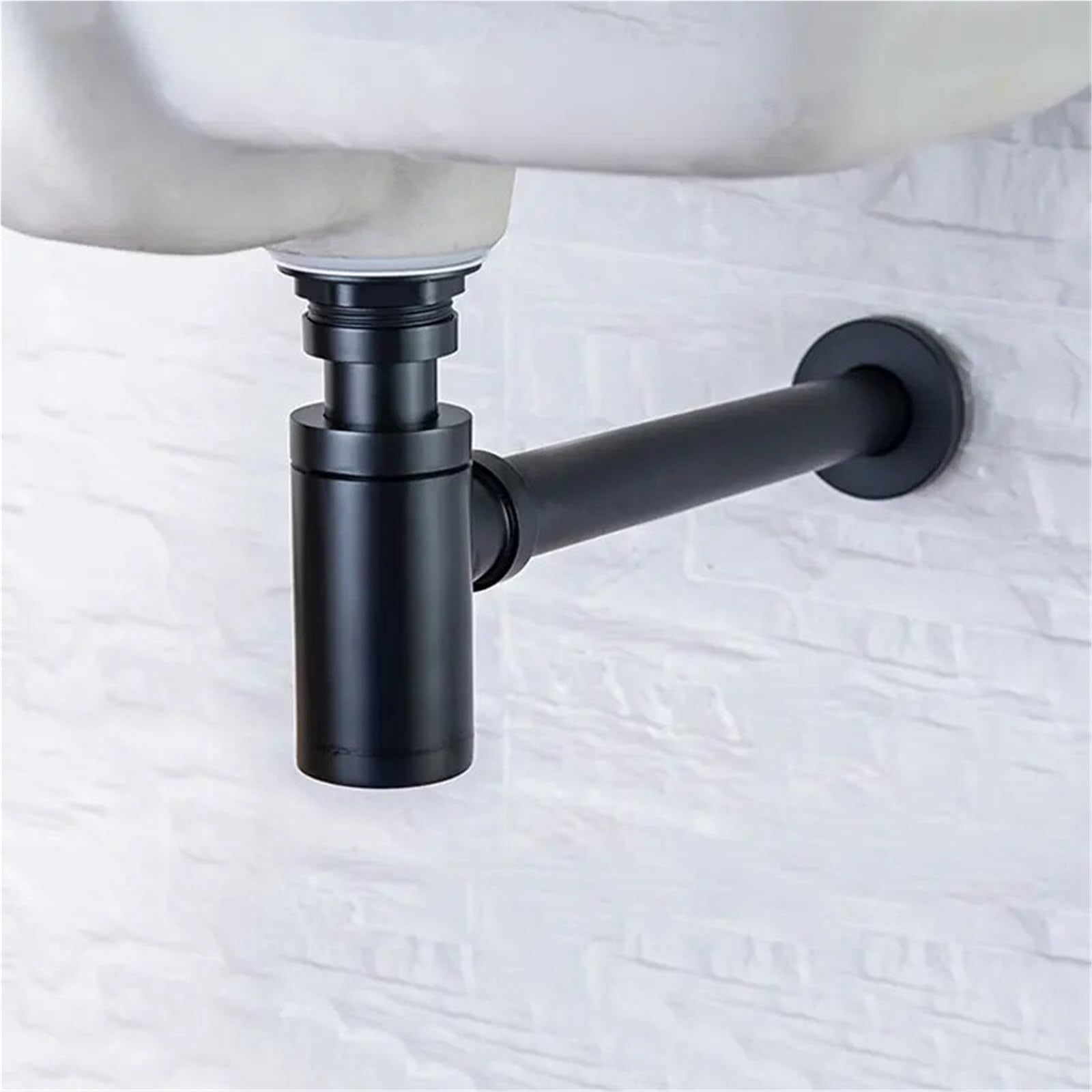 Sifón de botella redondo latón con drenaje emergente, kit tubo for sifón desagüe lavabo altura ajustable Para Lavabo De Baño y Lavabo(Pop-up with overflow)