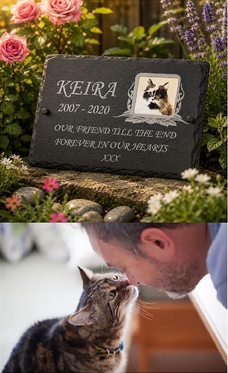 1st 4 Signs Personalised Photo Frame Memorial Plaque | Engraved Slate Pet Memorial with Oval or Square Photo Display | Dog, Cat & Pet Remembrance Plaque | Made in Britain | 25cm x 18cm