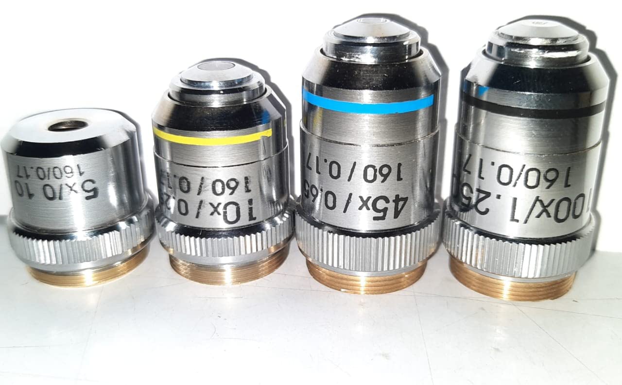 5X 10X 45X 100X Metallic Objective Lens Set for Microscope (Pack of 4)-image-11