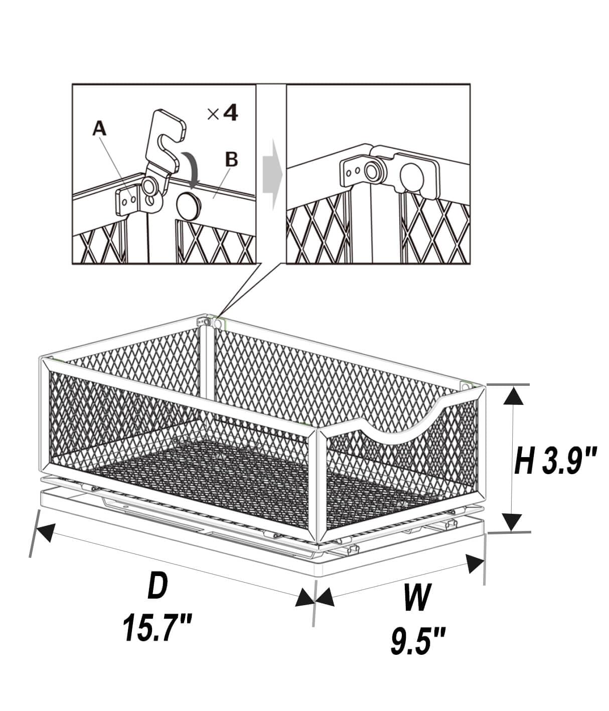 OCG Pull out Cabinet Organizer 9.5" Wx15.7 Dx3.9 H, 2 Pack Foldable Mesh Storage Baskets Organizer, Small Sliding Mesh Cabinet Basket for Organization in Kitchen Bathroom Pantry, Black