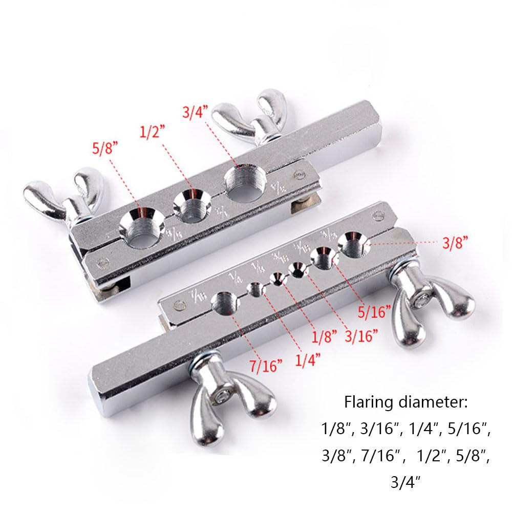 Maizoon Kit de herramientas abocardadoras de 1/8"-3/4" con 2 barras 5 adaptadores de estampación Tubo Swage 7 para expandir la línea de freno Tubería de cobre y aluminio de refrigeración