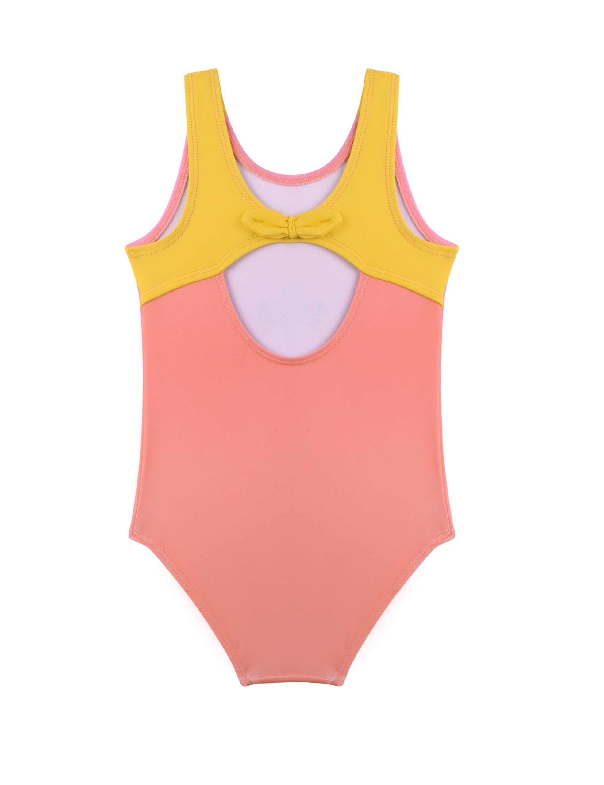 Cadocado Sun Protection Girls One Piece Bathing Suit Rash Guard Little Girl's Swimsuit Lovely Full Coverage Quick Dry Modest Swimwear for Baby Girls,5-6Y,Pink