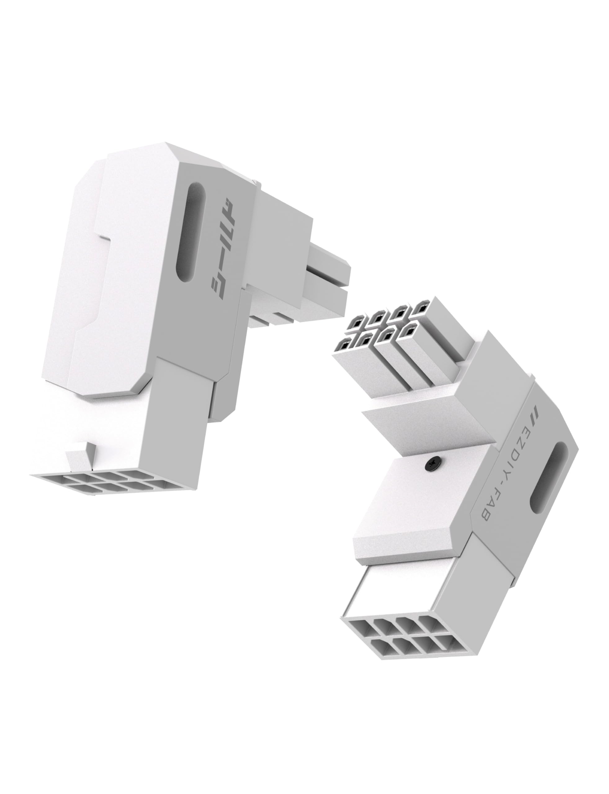 EZDIY-FAB Shield Series 8-Pin PCIe GPU Power Adapter,90-Degree Angled Connector, Aluminum Design for Graphics Cards – Standard Type,White-2 Pack