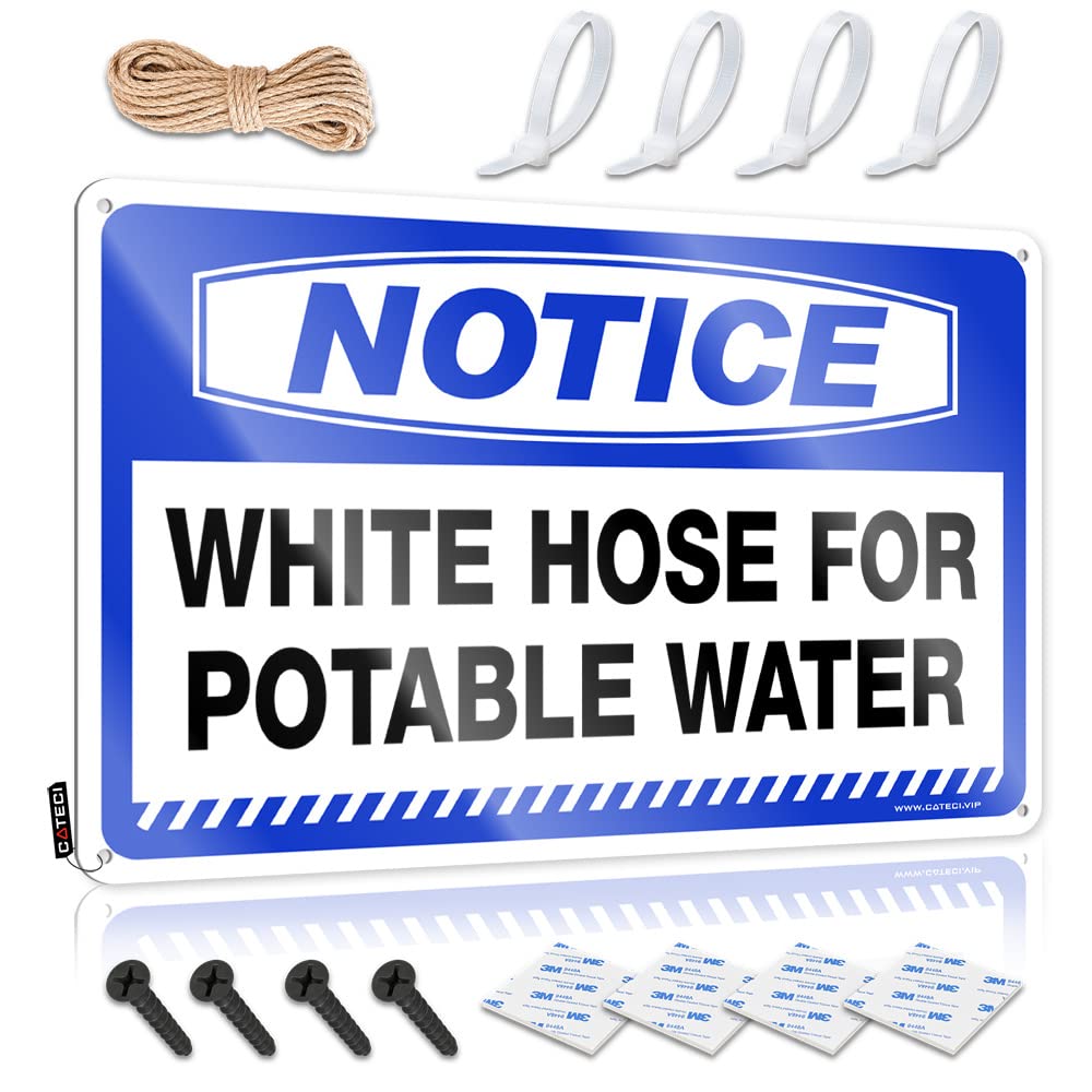 ZTBBDNQHA Funny House Signs Notice White Hose For Potable Water Tin Sign Dorm Door Sign Cave Man Bar(20X30CM)