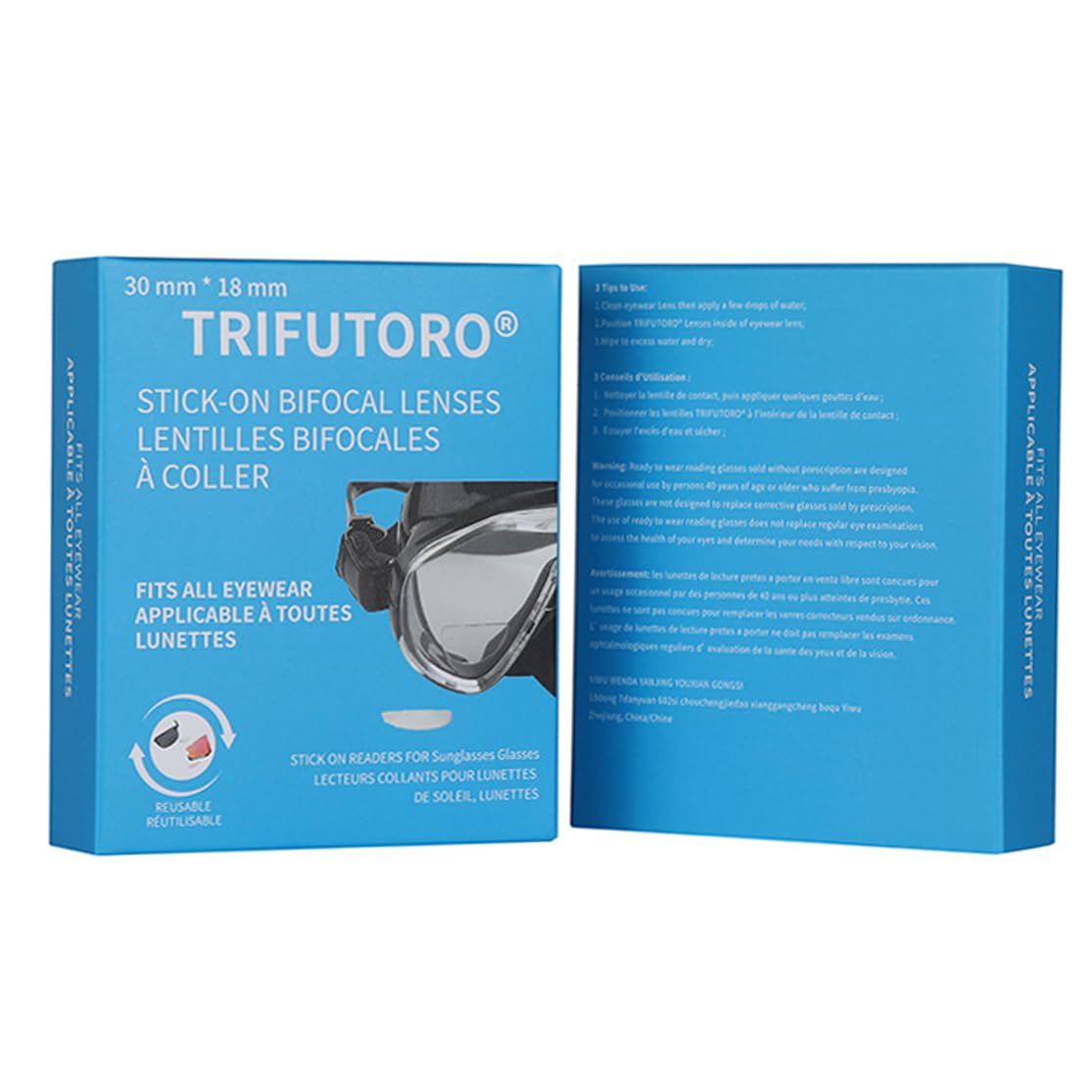 Lettore di lenti bifocali da attaccare con lente d'ingrandimento, adesivo per lettura, occhiali da sole, immersioni, maschera subacquea, occhiali da vista, lente d'ingrandimento (4.0, x)