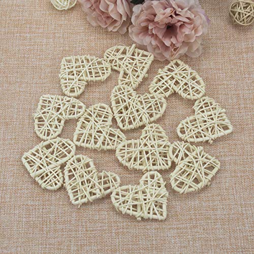 Janou 12Pcs Heart Shaped Natural Wicker Balls Decorative Rattan Balls Diy Craft Vase Filler Hanging Balls Ornaments For Wedding Baby Shower Christmas Party (2.4 In/6Cm, Off White) #TOP5