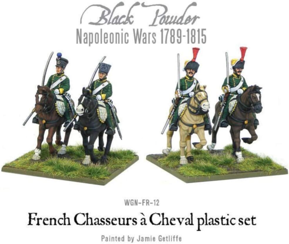Black Powder Napoleonic Wars French Chasseurs a Cheval Figures 1:56 Military Wargaming Plastic Model Kit WGN-FR-12