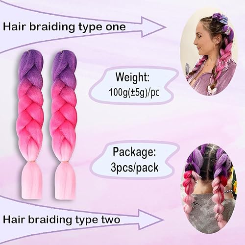 Miniatura 3 de Ombre Trenzado pelo sintético Crochet trenzas torsión 24 pulgadas 3 unidslote 3.53 oz Ombre dos tres tonos Jumbo trenza extensiones de pelo rastas