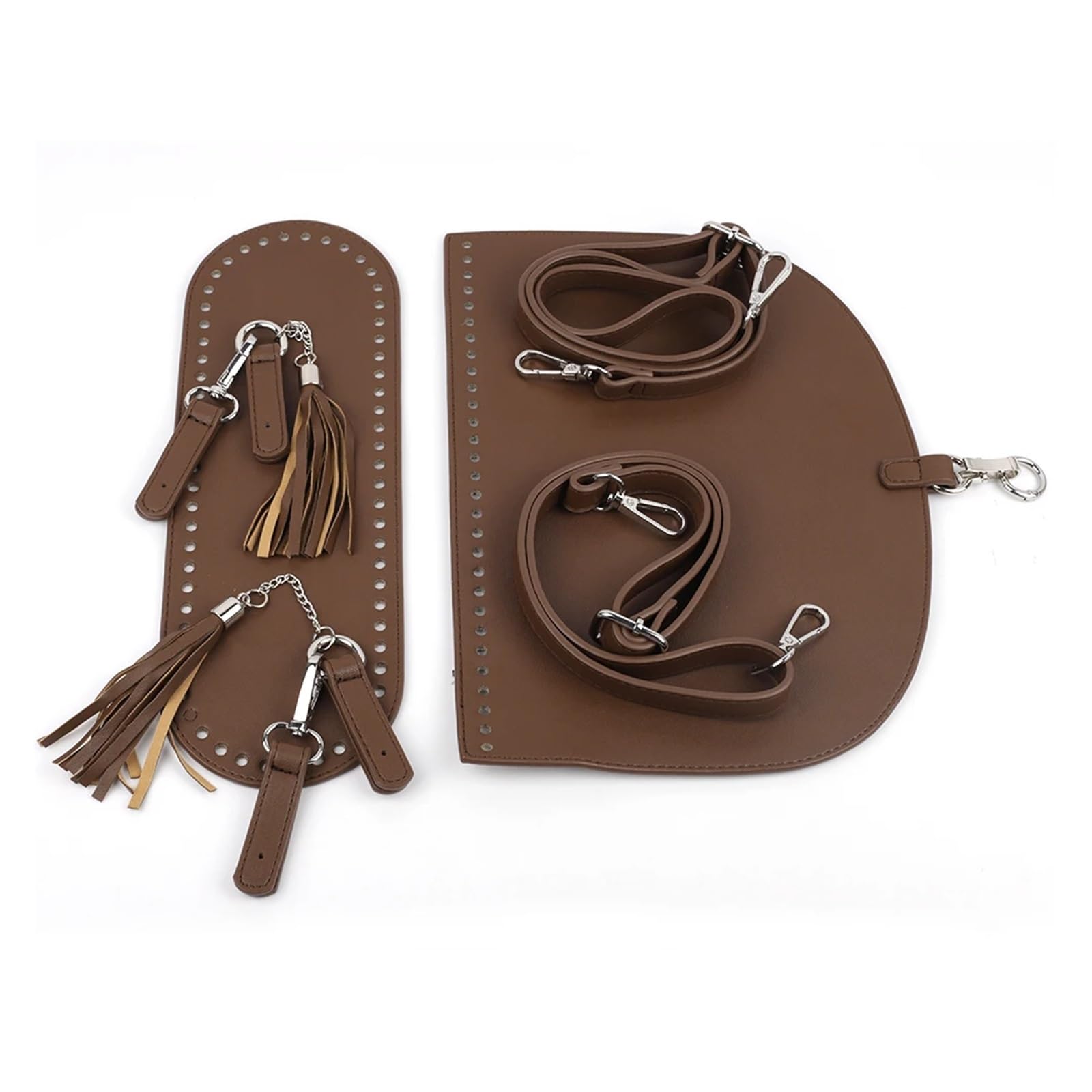 Kit per la creazione di borse in pelle da donna, set di borse a tracolla all'uncinetto, borsa da donna, copertura inferiore con nappa, tracolla regolabile, kit per borse fai da te per borse a tracolla