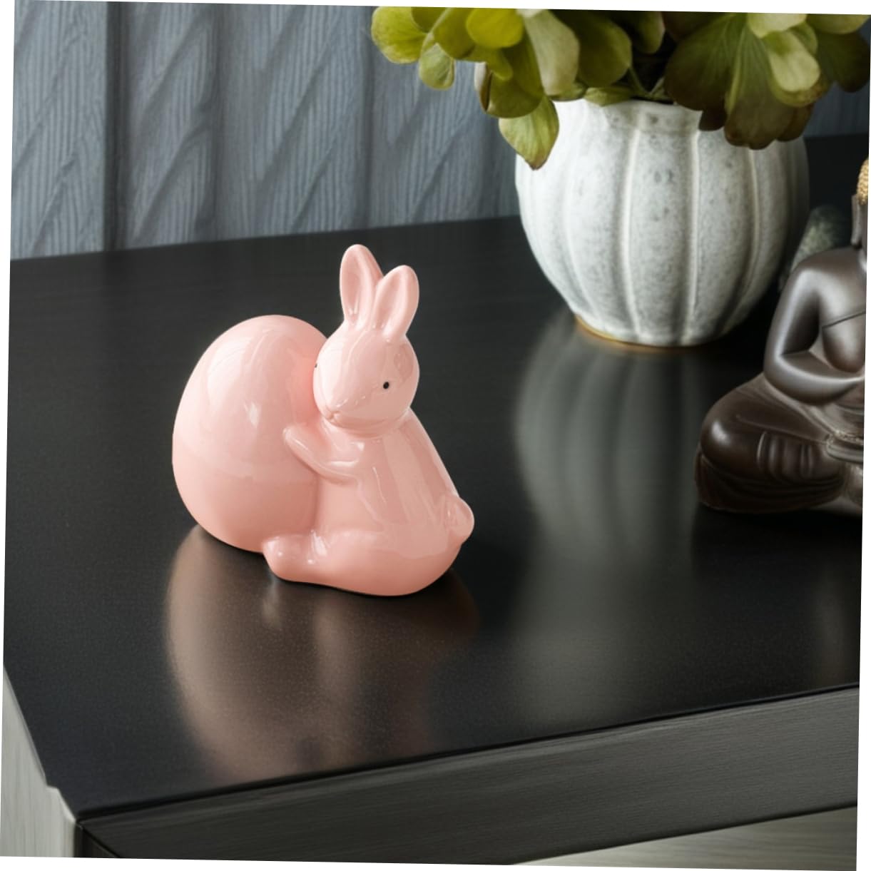 TOPBATHY Graziosi Porta-coniglietti Pasquali in Ceramica Statuette Bianche Ornamenti Per Il Soggiorno