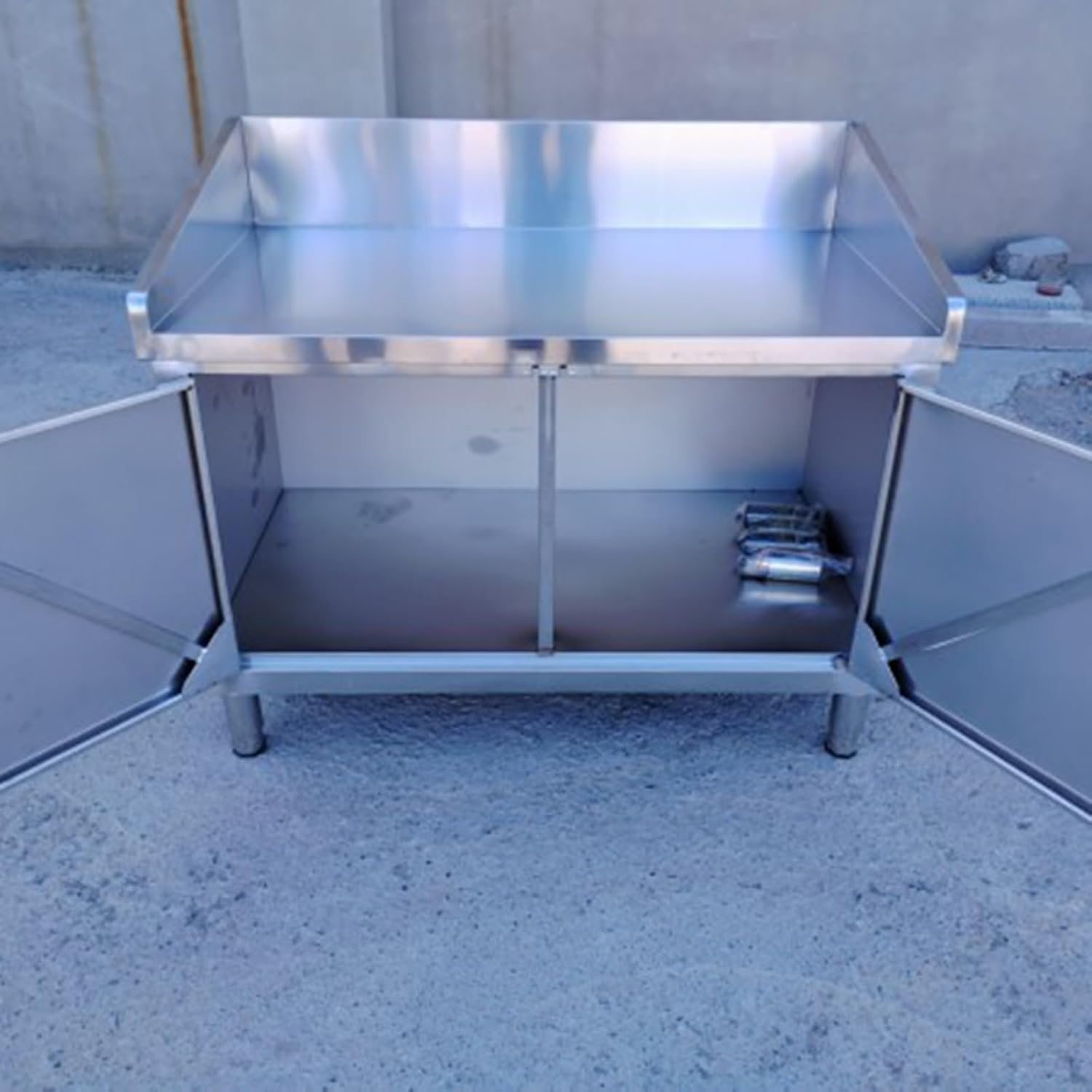 Stainless Steel Ramen Work Table with Hoarding Workbench Heavy Duty Prep Table Thickened Desktop Storage Cabinet Easy to Clean with Adjustable Feet