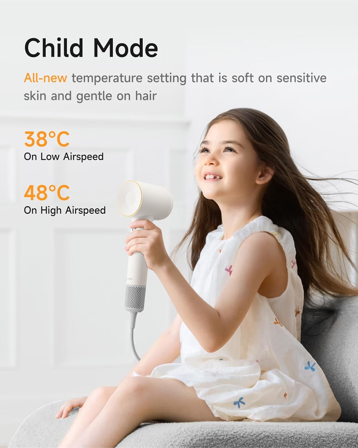 Laifen Hair Dryer SE 2, 200 Million Negative Ionic Blow Dryer with Child Mode and 108,000 RPM Brushless Motor, 1400W Powerful Fast Drying High-Speed Low Noise Hairdryer with Magnetic Attachments - Image 6