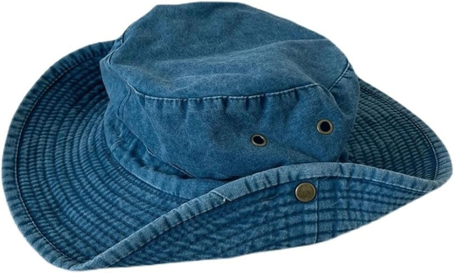 MICDS White Cowgirl Hat, Niche Big Brim Jean Fisherman Hat Summer And Autu Casual Outdoor Fishing Hat Men Travel Mountaineering Bucket Hat Women (Color : Blue)