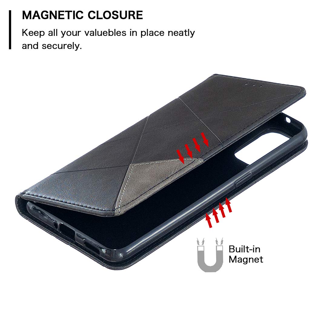 MoEx Custodia Portafoglio Per Oppo Reno4 5G - Pelle Vegana Con Protezione 360° - Nero