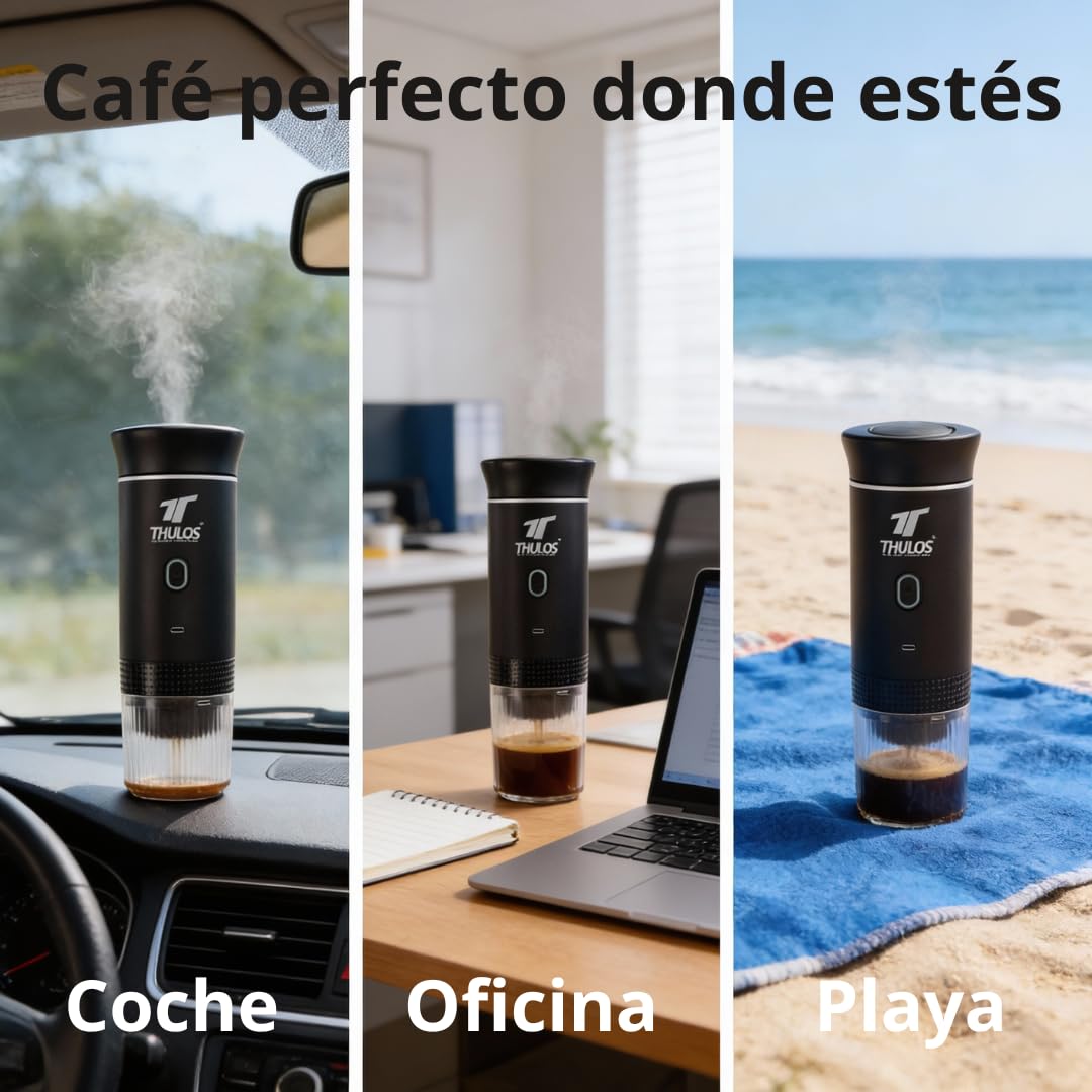 Cafetera Portátil 3 en 1 para Cápsulas y Café Molido (60 ml) – Compatible con Nespresso y Dolce Gusto – Mini Máquina de Café para Viaje, Oficina, Camping y Coche
